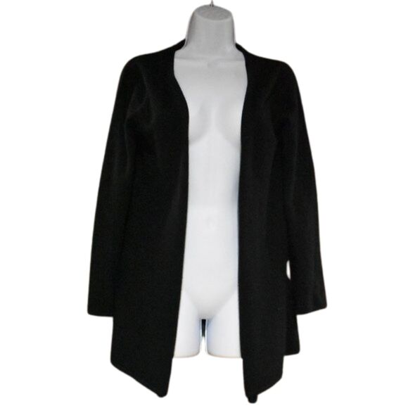 Cashmere Long Cardigan Sweater Size Small Black Open Front - Picture 1 of 15